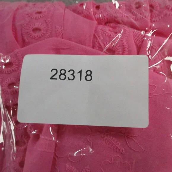 J Marie Presley Eyelet Midi Dress Womens Medium Pink Lace Lined NEW - Picture 6 of 6